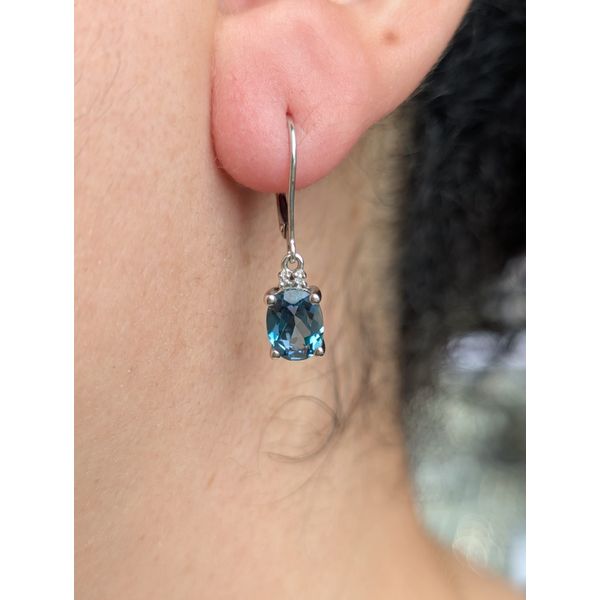 2.84ctw London Blue Topaz & .02 Diamond Drop Earrings Crafted in 14k White Gold Image 2 Conti Jewelers Endwell, NY
