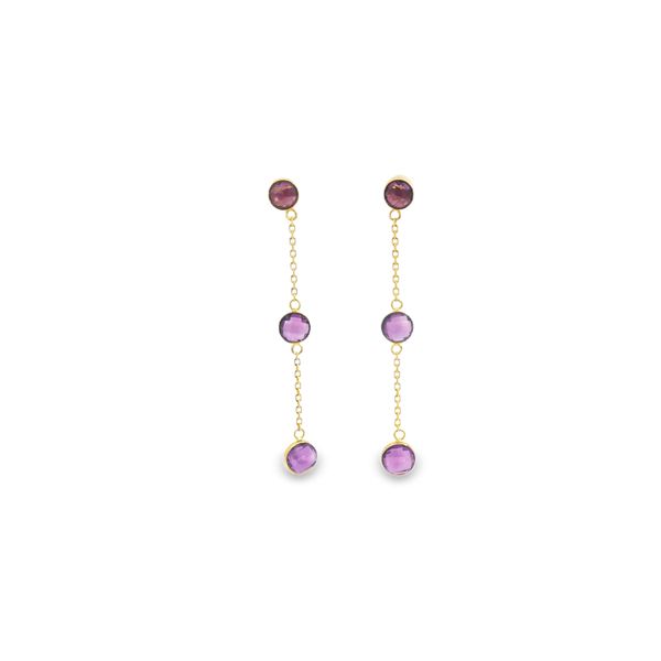 2.16ctw Amethyst Drop Station Earrings Crafted in 14k Yellow Gold Conti Jewelers Endwell, NY