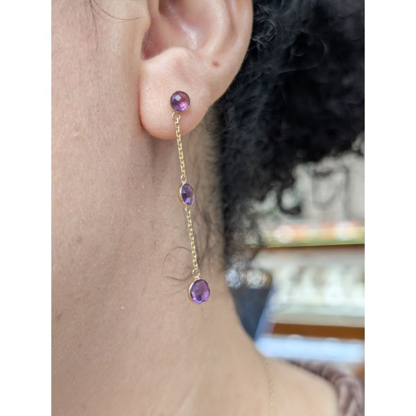 2.16ctw Amethyst Drop Station Earrings Crafted in 14k Yellow Gold Image 2 Conti Jewelers Endwell, NY