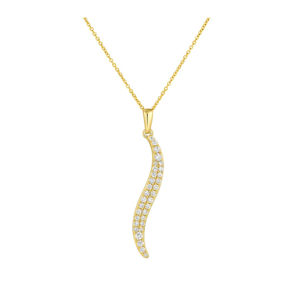 .16ctw Diamond Wave Pendant Crafted in 14k Yellow Gold 18in Conti Jewelers Endwell, NY