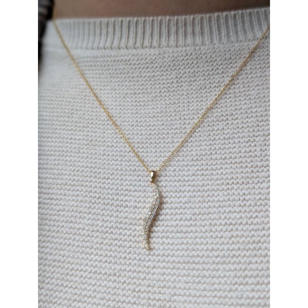 .16ctw Diamond Wave Pendant Crafted in 14k Yellow Gold 18in Image 2 Conti Jewelers Endwell, NY