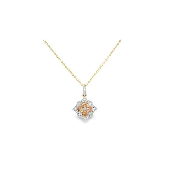 .13ctw Diamond Laser Cut Pendant Crafted in 14k Yellow and White Gold 18in Conti Jewelers Endwell, NY