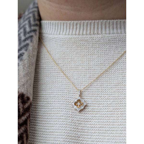 .13ctw Diamond Laser Cut Pendant Crafted in 14k Yellow and White Gold 18in Image 2 Conti Jewelers Endwell, NY