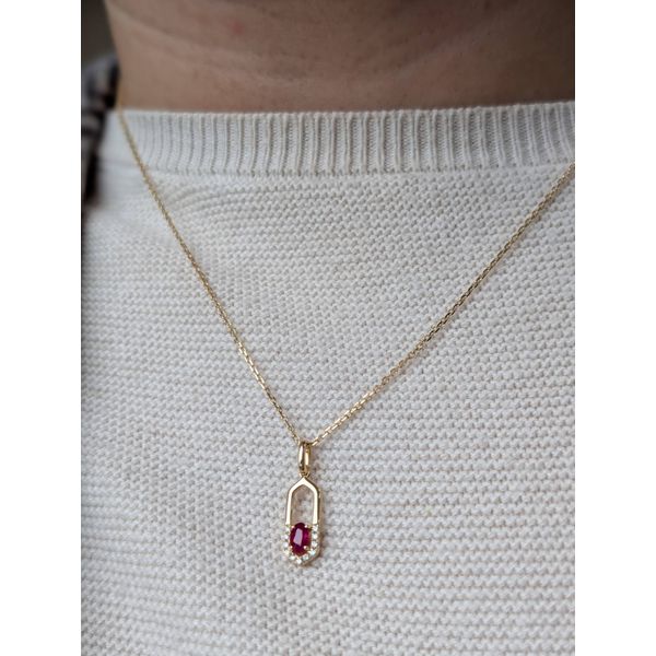 .31ct Ruby & .07 Diamond Necklace Crafted in 14k Yellow Gold Image 2 Conti Jewelers Endwell, NY
