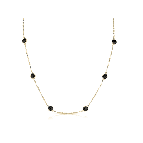4.23ctw Onyx Bezel Set Station Necklace Crafted in 14k Yellow Gold Conti Jewelers Endwell, NY