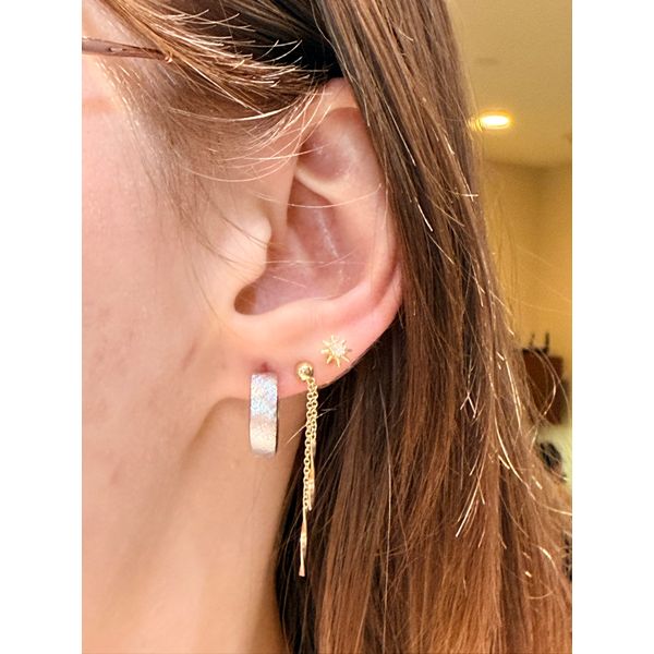 SS Radiant Textured Earring Hoops Image 2 Conti Jewelers Endwell, NY