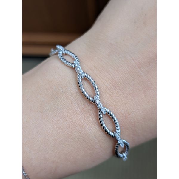 Sterling Silver Marquise Shape Cable Link Bracelet Image 2 Conti Jewelers Endwell, NY
