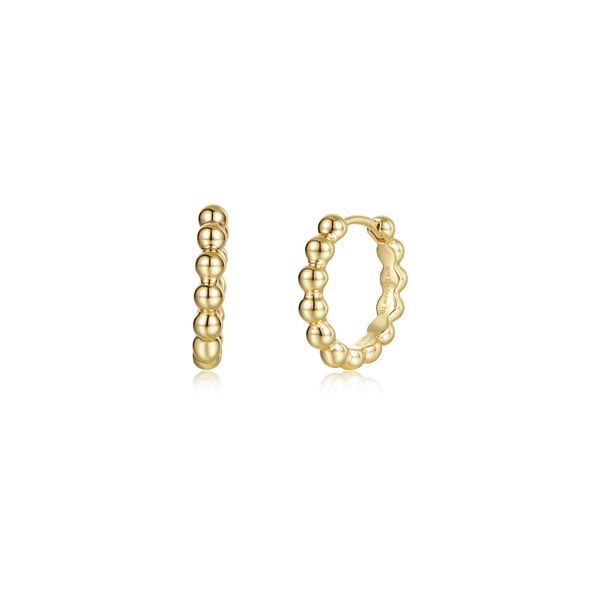 Sterling Silver Yellow Gold Plated Lumina Beaded Everyday Huggies Conti Jewelers Endwell, NY