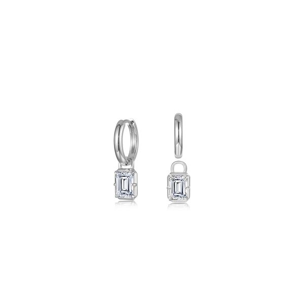 Sterling Silver Emerald-Cut Padlock Huggies Conti Jewelers Endwell, NY
