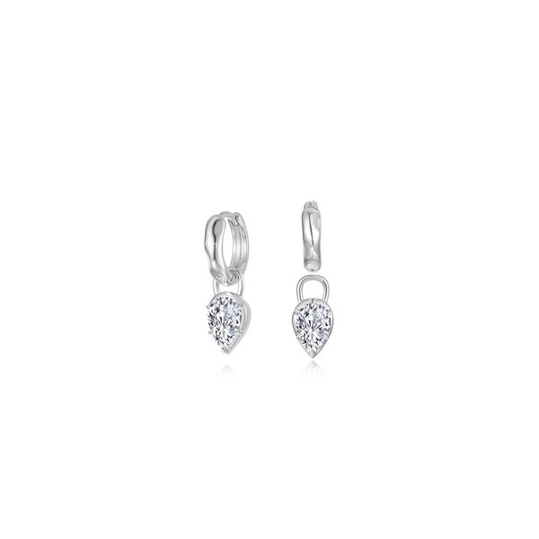 Sterling Silver Pear Charm Molten Huggie Hoops Conti Jewelers Endwell, NY