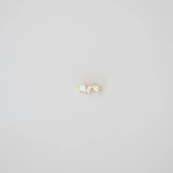 Sterling Silver Gold Fill Three Stone CZ Link Charm Conti Jewelers Endwell, NY