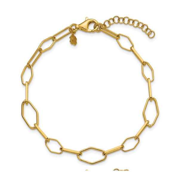 7.5" Sterling Silver Gold Plated Fancy Link Bracelet Conti Jewelers Endwell, NY