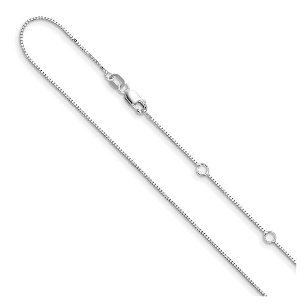 .7mm Box Chain in 10k White Gold, 16"+2" Conti Jewelers Endwell, NY