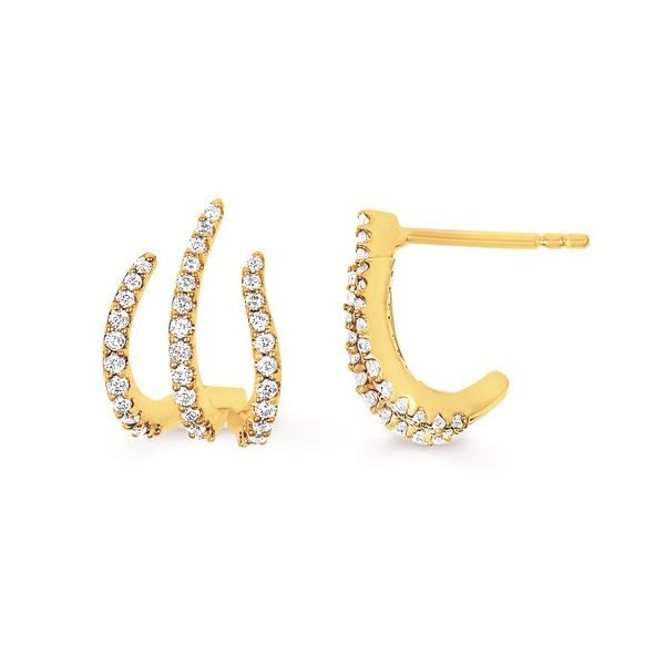 1/3 Ctw. Diamond Triple Row Earrings in 14k Yellow Gold Conti Jewelers Endwell, NY