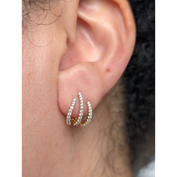 1/3 Ctw. Diamond Triple Row Earrings in 14k Yellow Gold Image 2 Conti Jewelers Endwell, NY