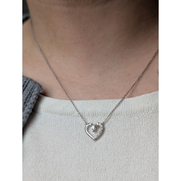 .18 Ctw. Diamond Heart Pendant Necklace in 14k White Gold Image 3 Conti Jewelers Endwell, NY