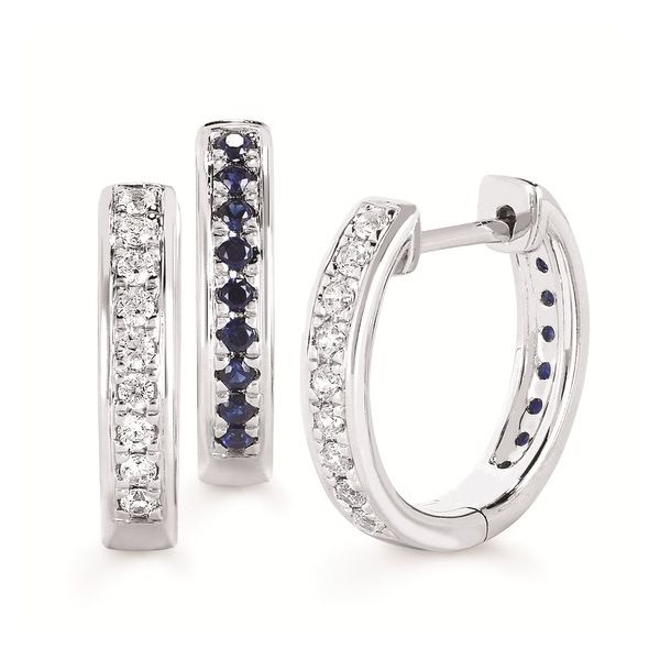 1/3 Ctw. Diamond & Sapphire Reversible Huggie Earrings in 10k White Gold Conti Jewelers Endwell, NY