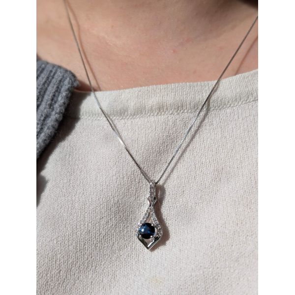 .66 Ctw. Sapphire & Diamond Pendant in 14k White Gold Image 3 Conti Jewelers Endwell, NY