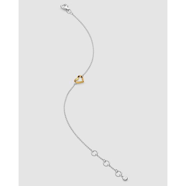 Love Silver Heart Golden Fine Outline Two-Tone Mini Bracelet Conti Jewelers Endwell, NY