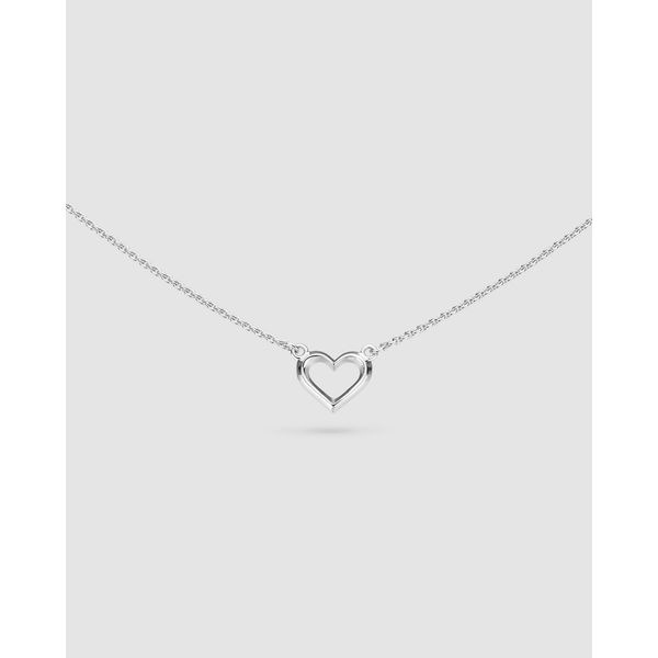 Love Silver Heart Fine Outline Mini Necklet Conti Jewelers Endwell, NY