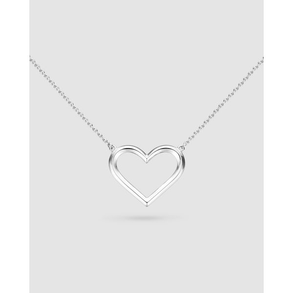 Love Silver Heart Fine Outline Necklet Conti Jewelers Endwell, NY
