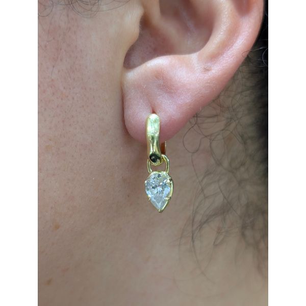 Sterling Silver Gold Plated Pear Charm Molten Huggie Hoops Image 2 Conti Jewelers Endwell, NY