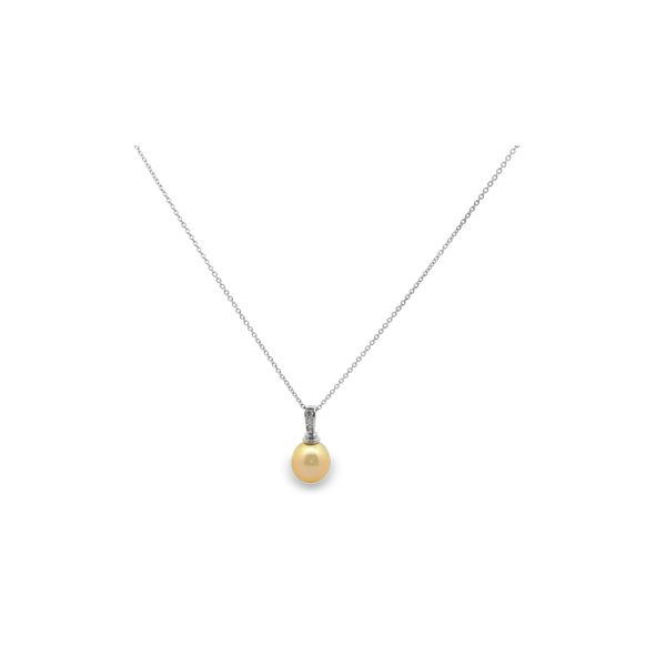 11mm South Sea Pearl & 0.10ctw Diamond Pendant Necklace in 14k White Gold Conti Jewelers Endwell, NY