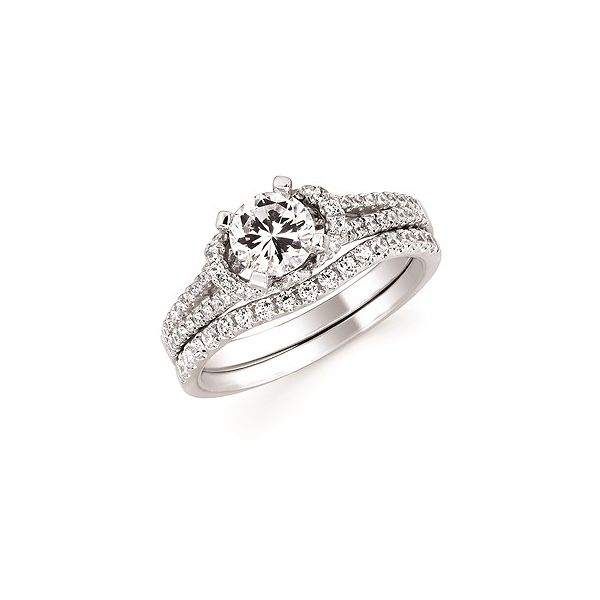 Forever Elegant™ 1/3 Ctw. Diamond Semi Mount shown with 3/4 Ct. Round Center Diamond in 14K Gold Conti Jewelers Endwell, NY