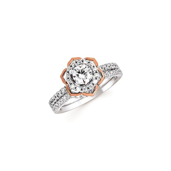 Forever Elegant™ 1/3 Ctw. Diamond Semi Mount shown with 1/2 Ct. Round Center Diamond in 14K Gold Conti Jewelers Endwell, NY