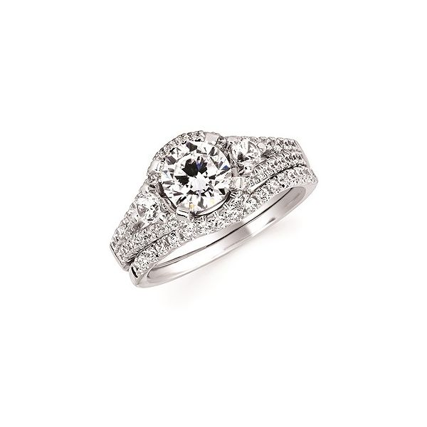 Forever Elegant™ 1/2 Ctw. Diamond Semi Mount shown with 1 Ct. Round Center Diamond in 14K Gold Conti Jewelers Endwell, NY