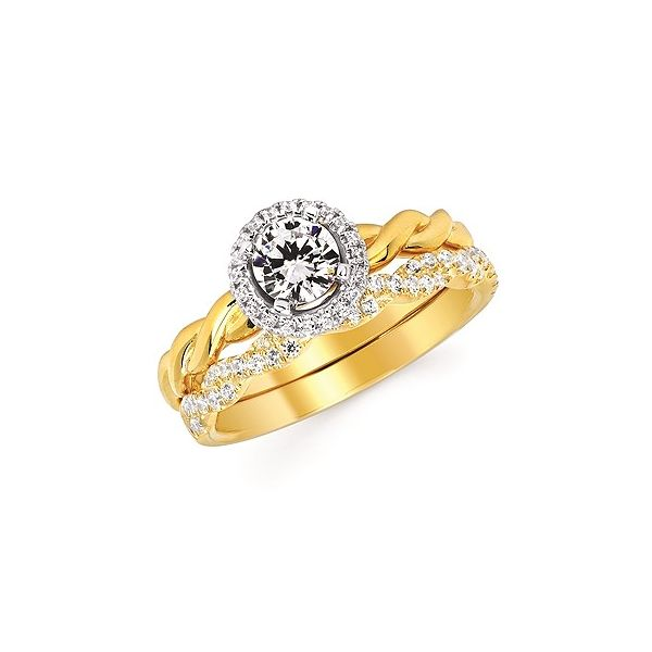 Forever Elegant™ Diamond Semi Mount shown with 1/2 Ct. Round Center Diamond in 14K Gold Image 3 Conti Jewelers Endwell, NY