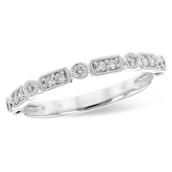 Vintage-Inspired Diamond Wedding Band in 14k White Gold Conti Jewelers Endwell, NY