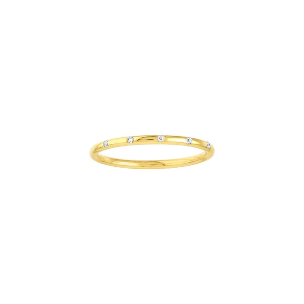 Diamond Stations Thin Band Ring in 14k Yellow Gold Conti Jewelers Endwell, NY