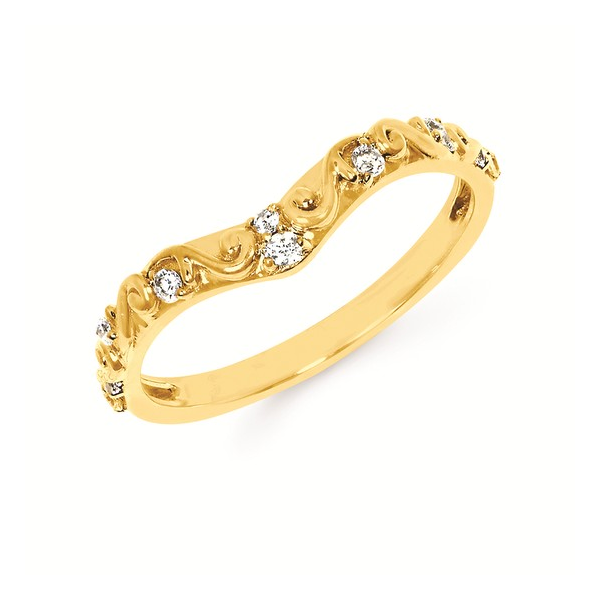 14k YG 0.09cttw Dia Filigree Wedding Band Sz 6.5 Conti Jewelers Endwell, NY