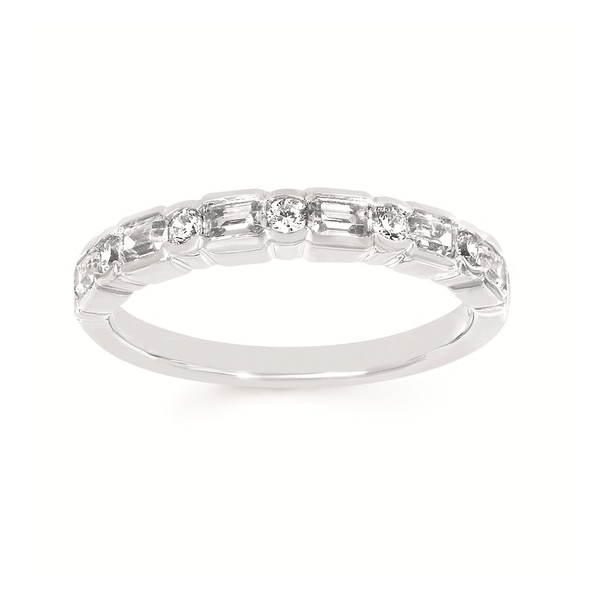 14k WG 0.66cttw Dia Bezel Em & RB Wedding Band Sz 6.5 Conti Jewelers Endwell, NY