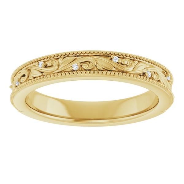 0.02cttw Diamond Filigree Wedding Band in 14k Yellow gold Image 2 Conti Jewelers Endwell, NY