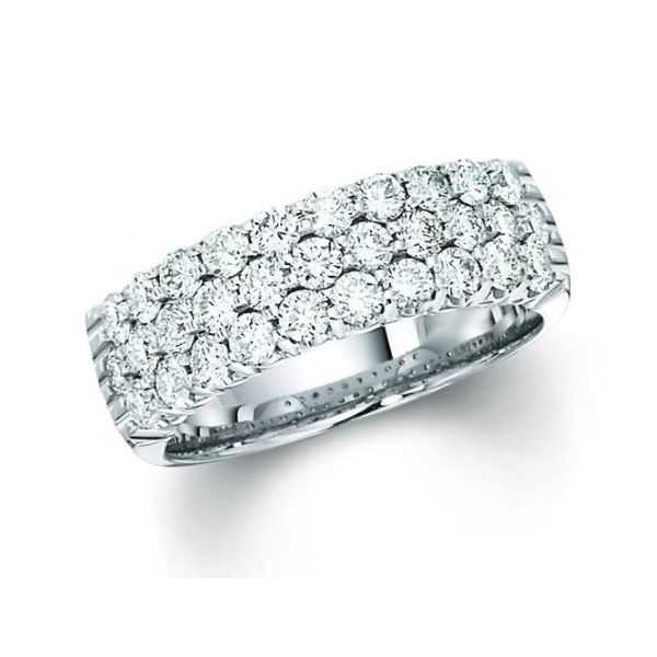 2ct tw. Lab-Grown Diamond Three Row Band in 14k White Gold Conti Jewelers Endwell, NY