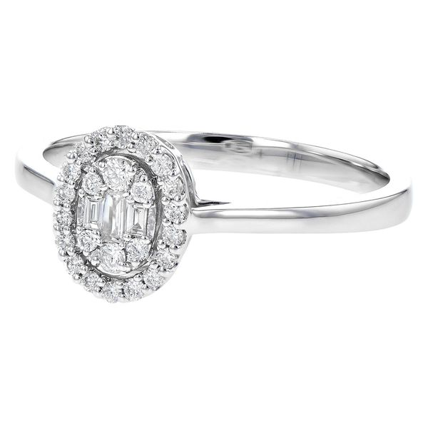Oval Composite Diamond Halo Ring in 14k White Gold Image 2 Conti Jewelers Endwell, NY