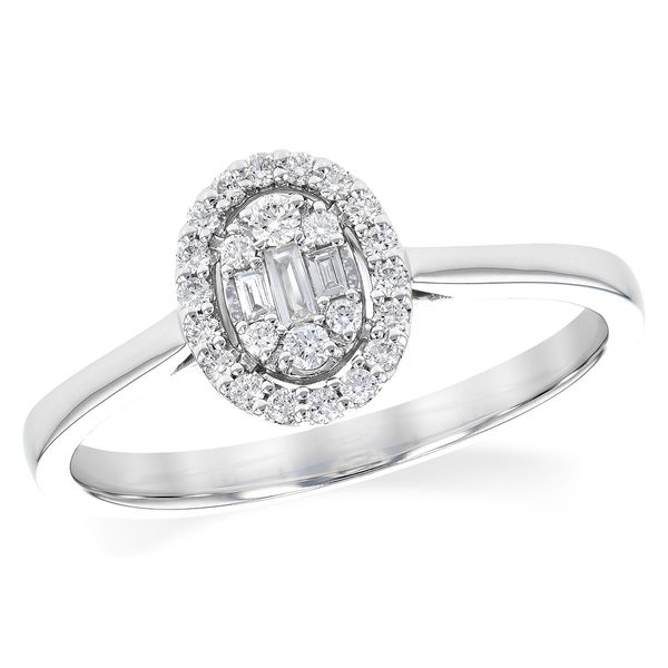 Oval Composite Diamond Halo Ring in 14k White Gold Conti Jewelers Endwell, NY