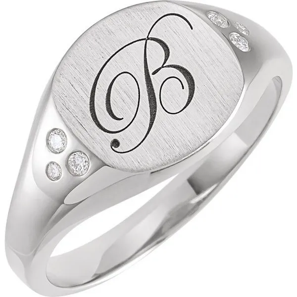 .05 CTW Natural Diamond Square Signet Ring in 14k White Gold Image 2 Conti Jewelers Endwell, NY