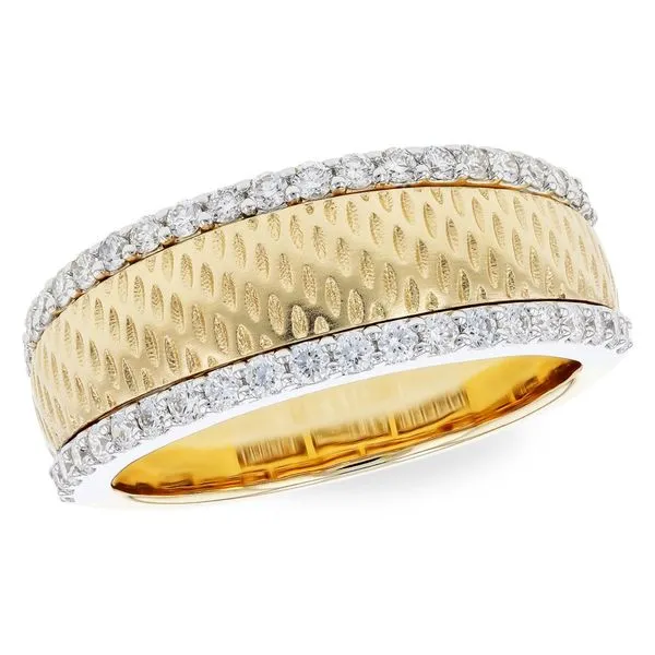 14k Yellow & White Gold 0.50cttw Diamond Hammered Ring Conti Jewelers Endwell, NY