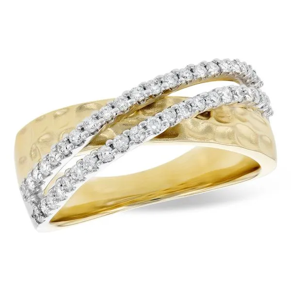 14k Yellow & White Gold with 0.38cttw Diamonds Hammered Ring Conti Jewelers Endwell, NY