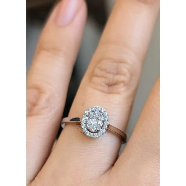 1/5th Ctw. Oval Diamond Cluster Ring in 14k White Gold Image 2 Conti Jewelers Endwell, NY