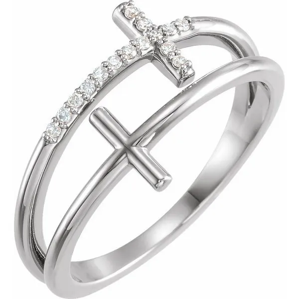 Sterling Silver 0.06cttw Diamond Double Cross Ring Sz 7 Conti Jewelers Endwell, NY
