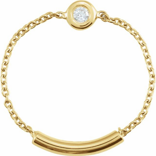 14k Yellow Gold 0.02ct Diamond Bezel Chain Ring Size 7 Conti Jewelers Endwell, NY