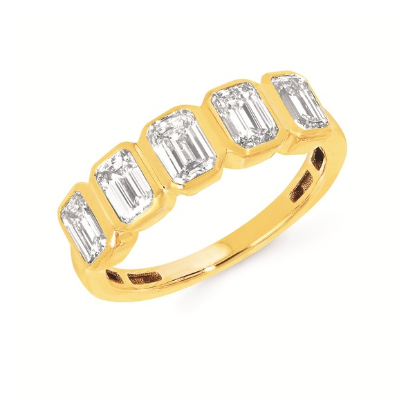 14k Yellow Gold 2cttw Lab Diamonds Emerald cut Bezel Ring Conti Jewelers Endwell, NY