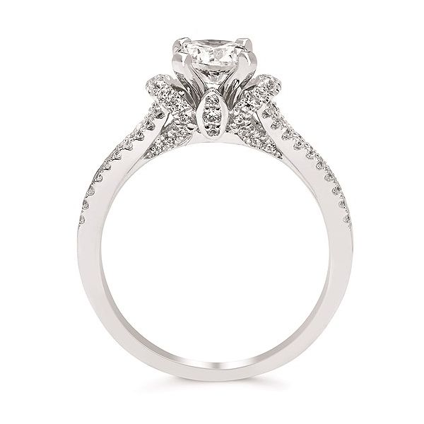 Forever Elegant™ 1/3 Ctw. Diamond Semi Mount shown with 3/4 Ct. Round Center Diamond in 14K Gold Image 2 Conti Jewelers Endwell, NY