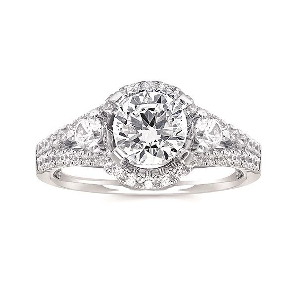 Forever Elegant™ 1/2 Ctw. Diamond Semi Mount shown with 1 Ct. Round Center Diamond in 14K Gold Image 2 Conti Jewelers Endwell, NY