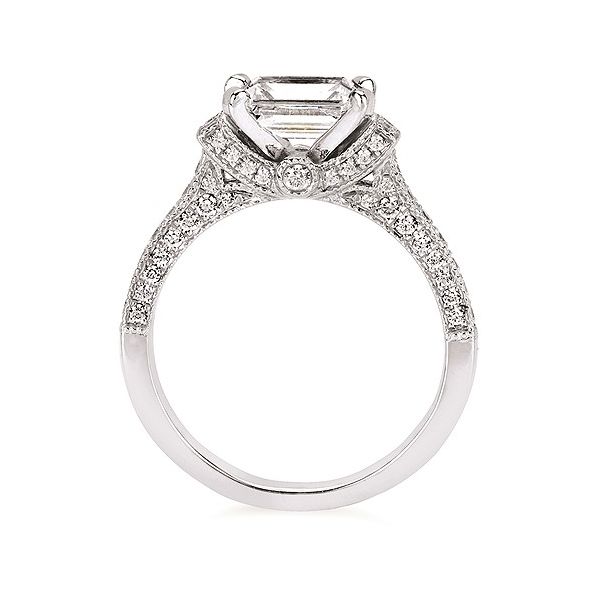 Forever Elegant™ 1/2 Ctw. Diamond Semi Mount shown with 1 Ct. Emerald Center Diamond in 14K Gold Image 2 Conti Jewelers Endwell, NY