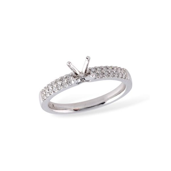 .20cttw Double Banded Solitaire Semi Mount in 14k White Gold Conti Jewelers Endwell, NY